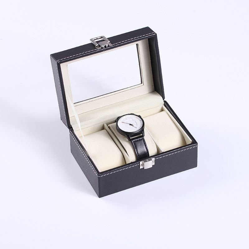 傢用精緻3位手錶收納盒科技感高檔高端大容量便攜簡約黑色手錶盒1E5J