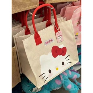 三麗鷗HelloKitty2024新款卡通手提包帆布印花凱蒂貓女可愛購物袋