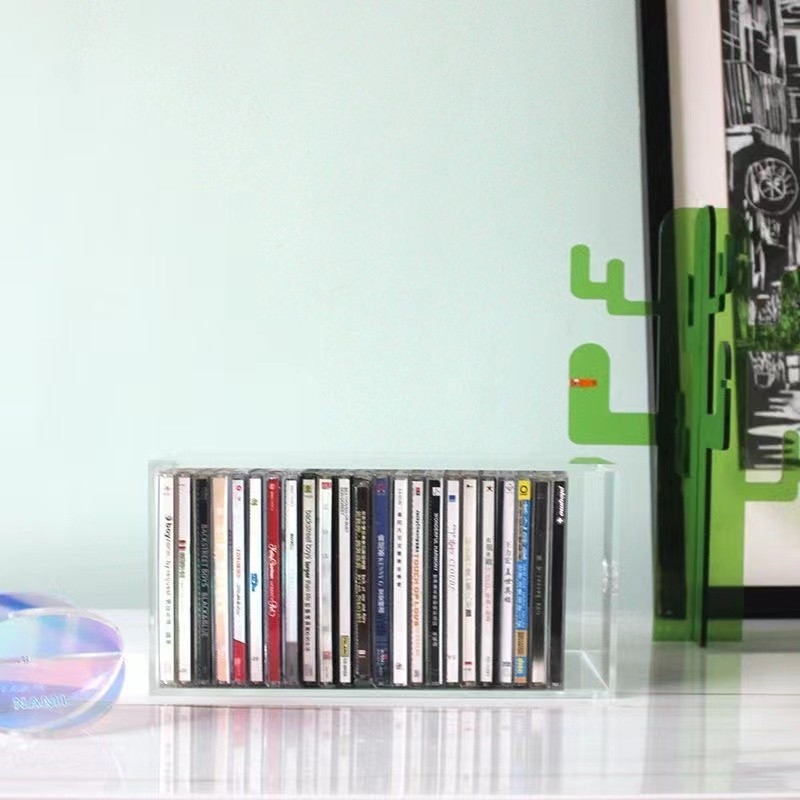 『專輯收納盒』 透明 亞克力宿舍桌上防塵cd收納碟片專輯光碟整理光盤無蓋大容量盒
