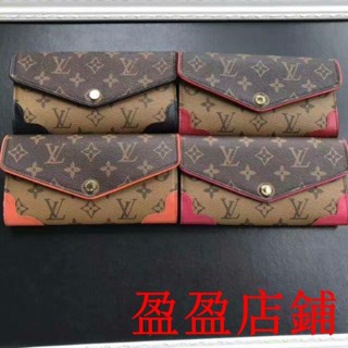 盈盈二手//LOUIS VUITTON LV M61184 SARAH RETIRO 櫻桃紅色信封釦式 長夾 皮夾 老花