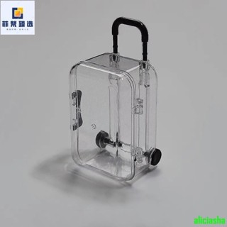 熱銷-可愛迷你拉桿箱透明收納盒 耳環飾品收納盒 ins首飾髮飾收納盒 迷你行李箱收納盒 桌面創意雜物整理盒 透明收納盒