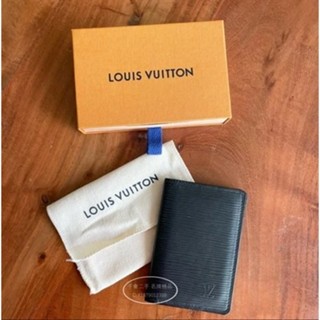 二手折扣 LV LOUIS VUITTON 黑色 水波紋 男士 卡片夾 萬用錢包 M60642