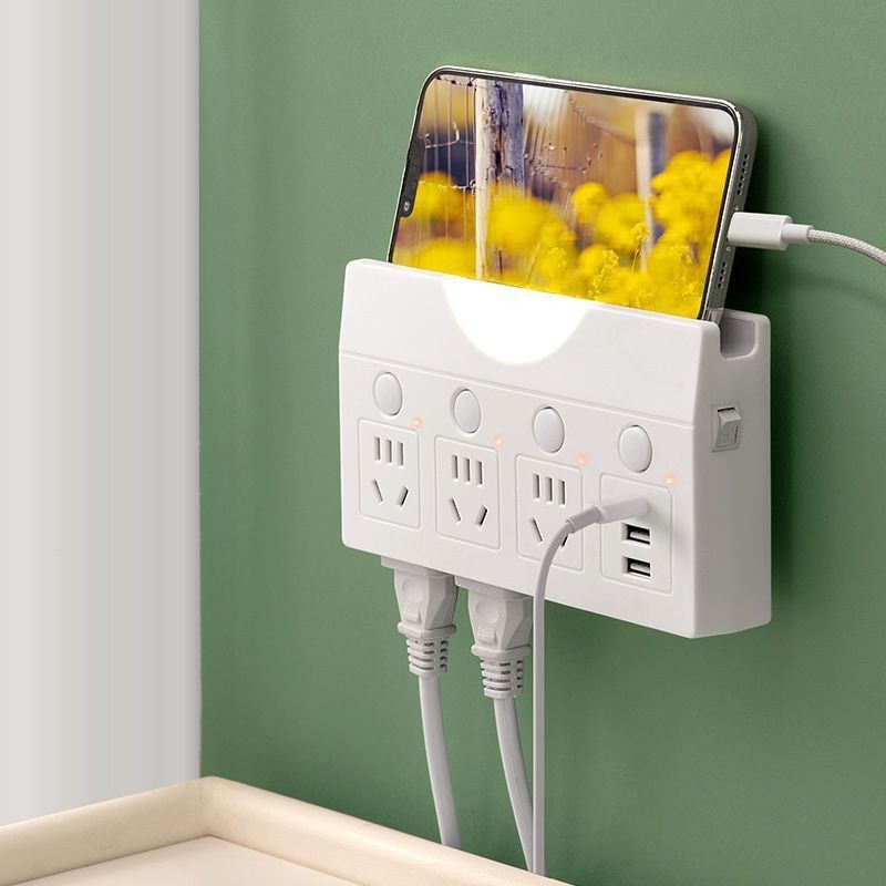 【優選熱賣】新款床頭插座轉換器智能USB插座插頭純銅一轉多位多功能插座夜燈