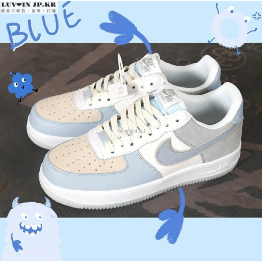 【日韓連線】Nike Air Force 1'07 Low 幻影冰藍 拼接防滑男女滑板鞋 AO2425-400