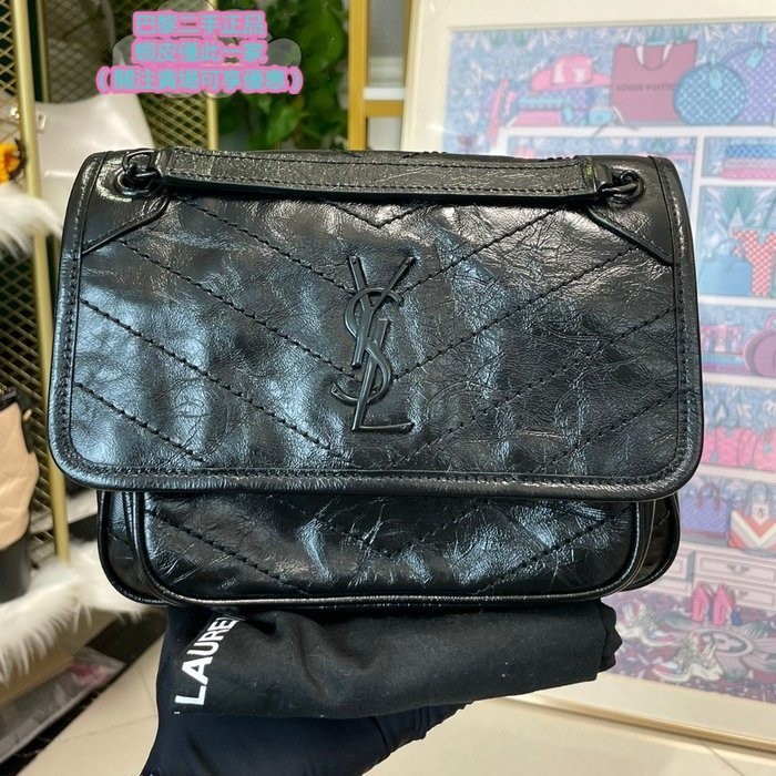 正貨/二手 Saint Laurent 聖羅蘭 YSL NIKI小號黑色郵差包/流浪包/單肩包/斜背包533037