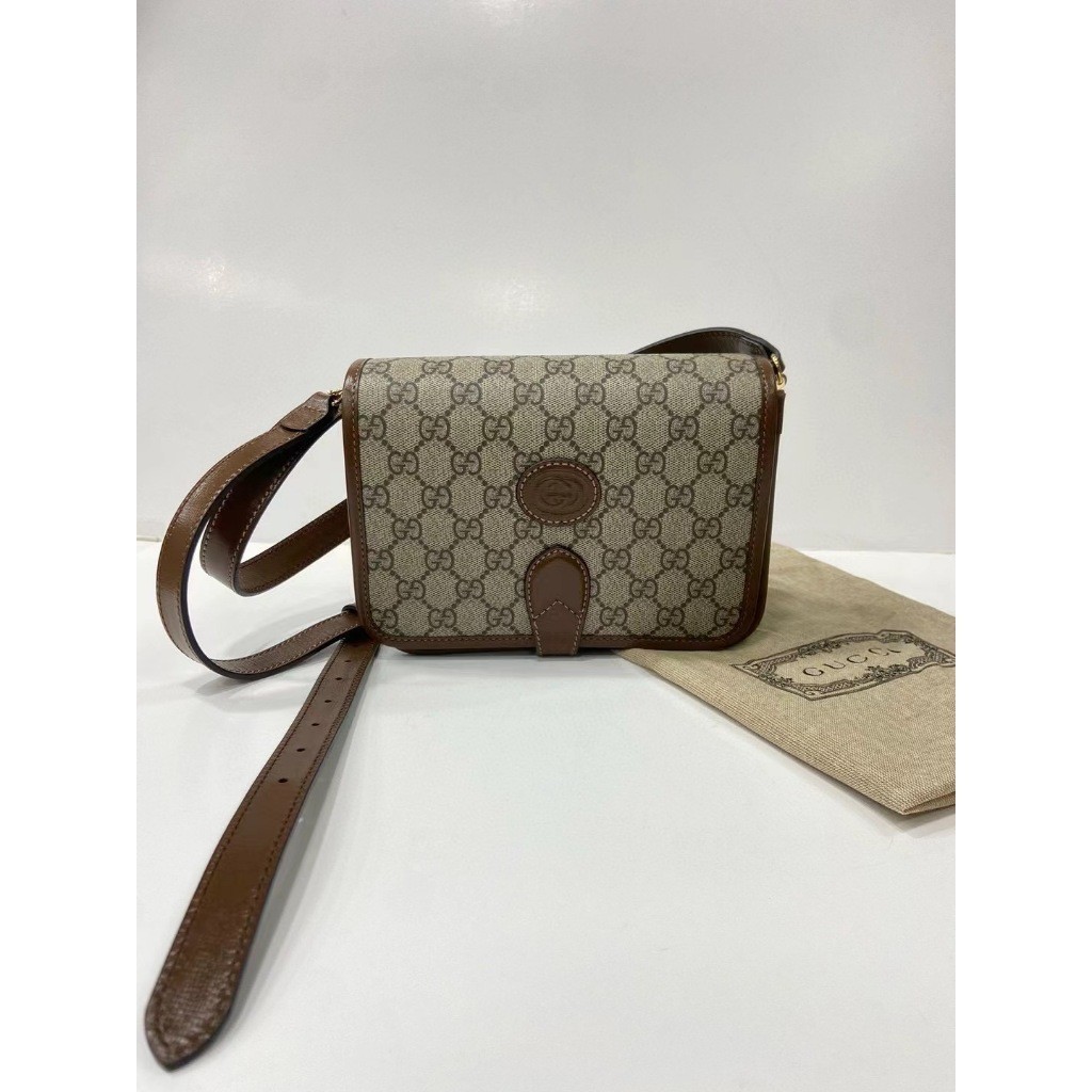 二手真品GUCCI INTERLOCKING G迷你斜揹袋 671620 92TCG 8563