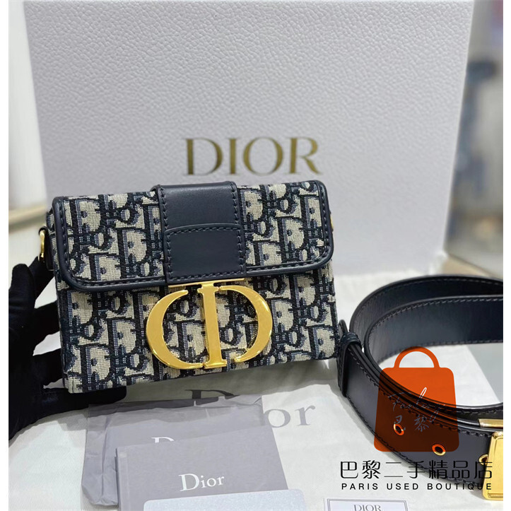 免運 Dior 迪奧 30 Montaigne Box Oblique刺繡 老花 蒙田包/盒子包/單肩包/斜背包