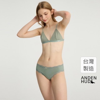 【Anden Hud】Spring Fever．蕾絲織帶中腰三角內褲(水霧綠-蔥面蝴蝶結) 純棉台灣製