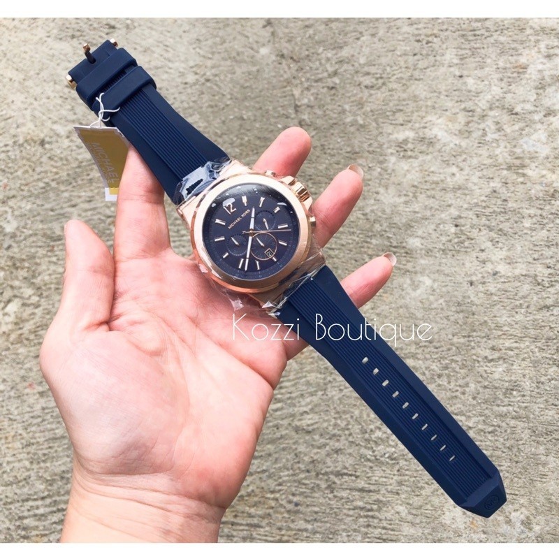 Michael Kors mk8295 玫瑰金 矽膠 錶帶 藍色 手錶 mk 錶 mk 手錶 MK 男錶