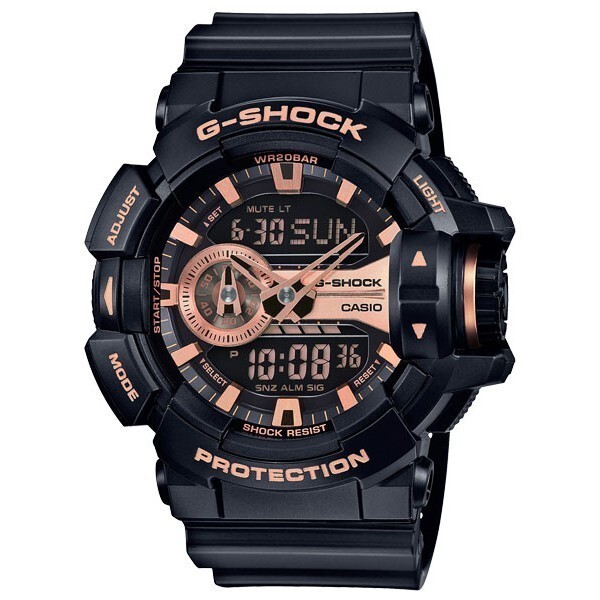 【CASIO】CASIO卡西歐G-SHOCK防水200米 耐衝撞 GA-400GB 玫瑰金/香檳金 台灣公司貨保固一年