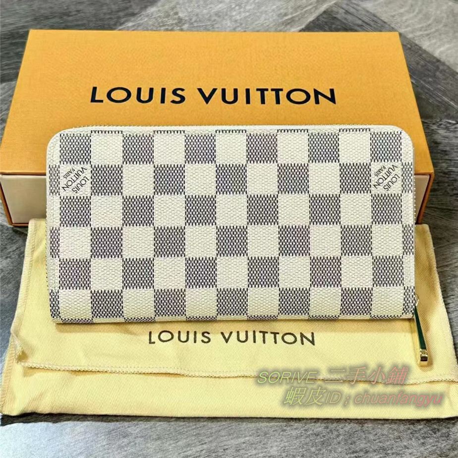 精品 LV 路易威登 zippy 白色棋盤格長夾 N41660 金色拉鏈長夾 多卡位錢包 女款錢包