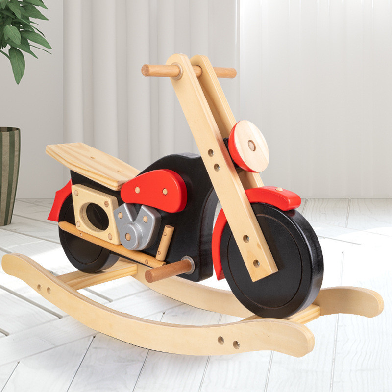 臺灣出貨木製兒童摩託車搖搖馬嬰兒寶寶玩具平衡坐騎木馬搖搖車玩具兒童用品11304
