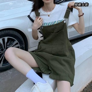 ✨韓潮大尺碼✨M-5XL 大尺碼 吊帶短褲大尺碼 連身短褲 夏季減齡牛仔吊帶褲高腰復古闊腿牛仔短褲asds