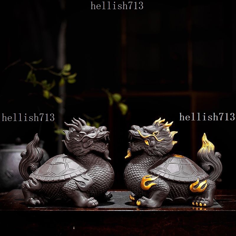 【招財納福】紫砂龍龜茶寵擺件精品可養招財茶玩茶桌茶臺茶盤茶室裝飾茶具配件