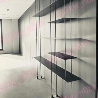 定製鋁合金圓管書架置物架不銹鋼吊架書架頂天立地懸掛立柱展示🔥超級熱賣222