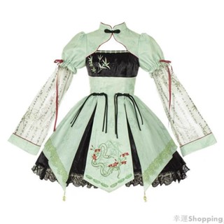 臺灣出貨免運 新中式裙子中國風輕lo裙國潮古風元素衣服中華風刺繡結合廣接袖裙 古裝 古風 女生裙裝 連衣裙 cos