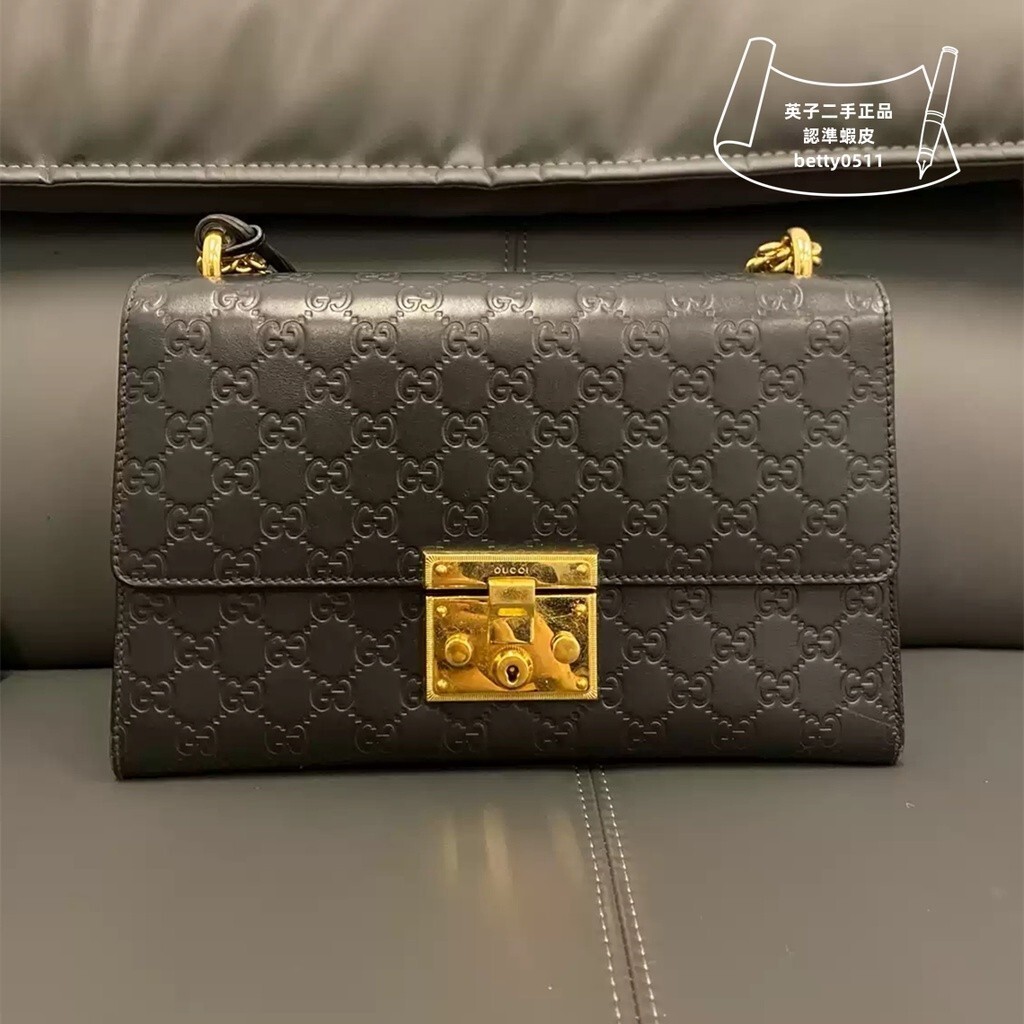 Gucci padlock 黑金鎖頭包 單肩包 斜挎包 409487 月光寶盒方盒包 古馳黑金盒子包