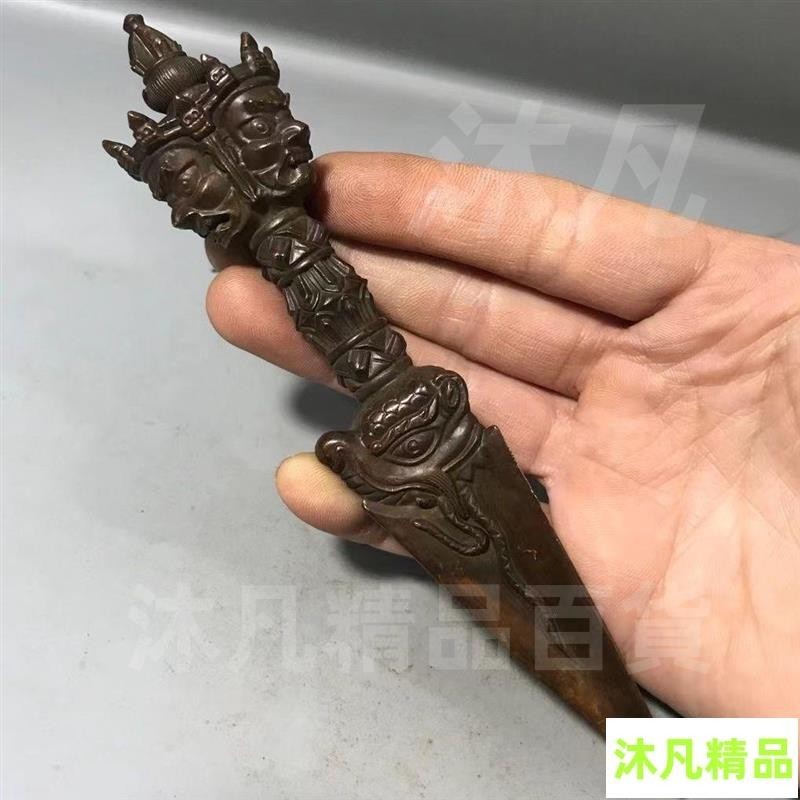 【台灣特價出貨】藏傳佛教用品金剛降魔杵普巴杵金剛橛三面馬頭威力強大 古玩收藏