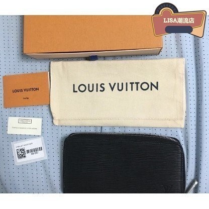 LISA二手 Louis Vuitton LV M60072 M61857 ZIPPY EPI 水波紋皮革拉鍊長夾黑色