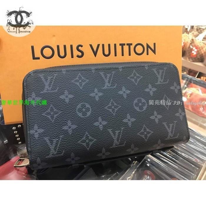 二手精品 LV M61698 原花 黑字 拉鍊 長夾/ 手拿包