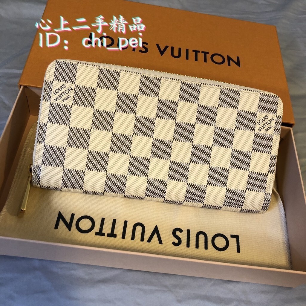 二手 LV 路易威登 ZIPPY 拉鏈錢包 白色 棋盤格 長夾 錢夾 女士錢包 N41660 現貨