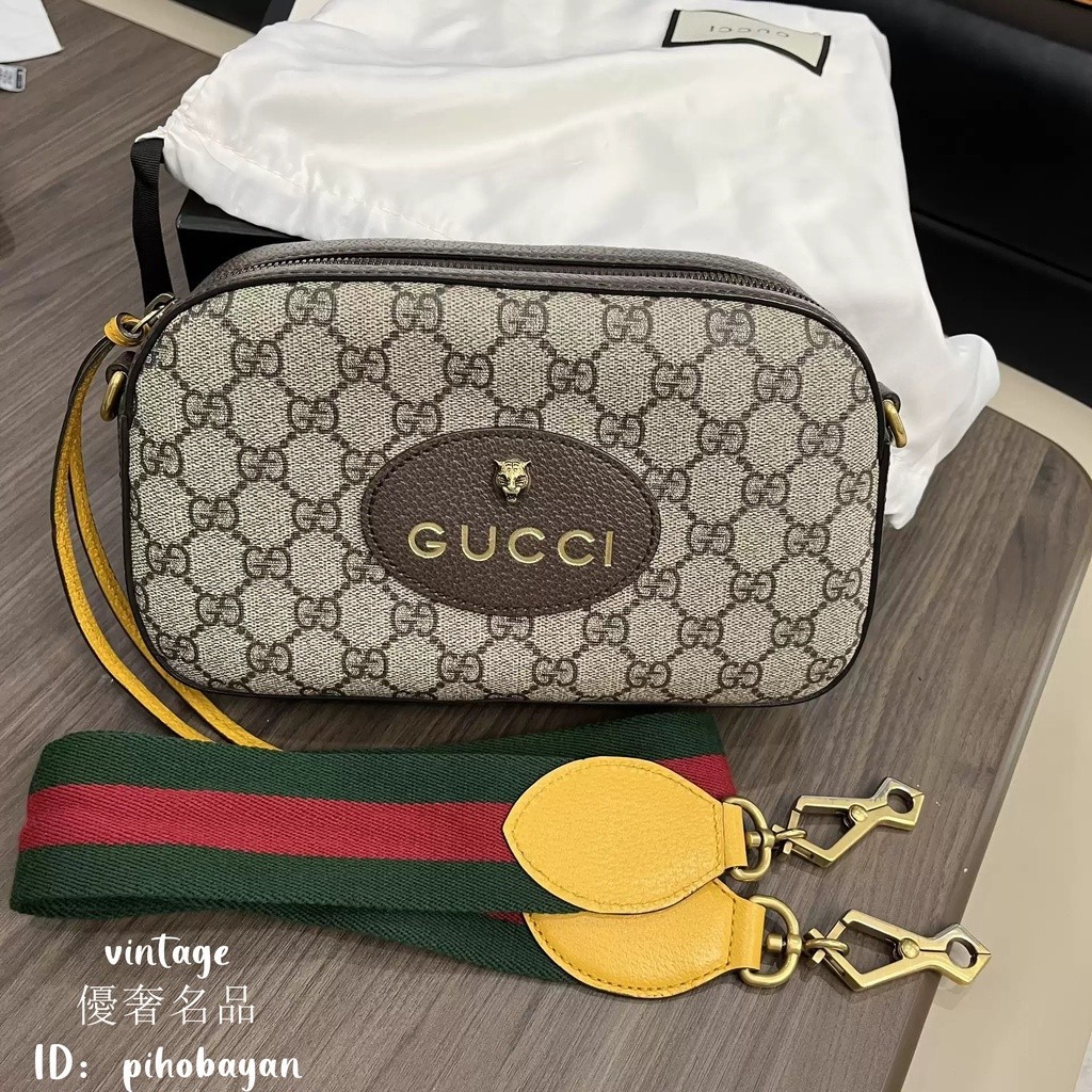 GUCCI Neo Vintage GG Supreme帆布郵差包 476466 古馳 金屬虎頭郵差包 相機包