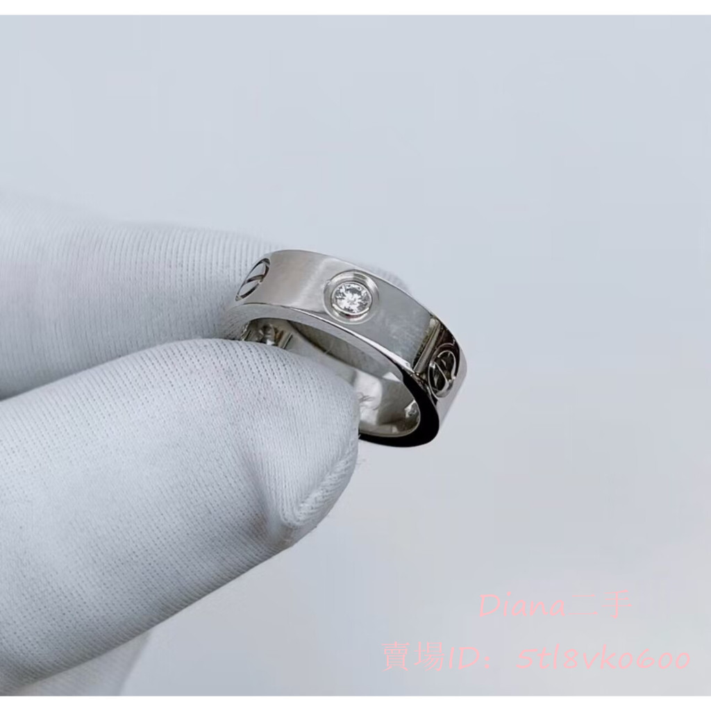 正品現貨 Cartier 卡地亞 LOVE系列 18K白金戒指 寬版 三鑽款戒指 B4032500