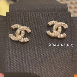 正品現貨 Chanel 香奈兒 新款22b 珍珠拼鑽 雙C 耳釘 耳環 水鑽 金色 時尚耳環 珍珠耳環