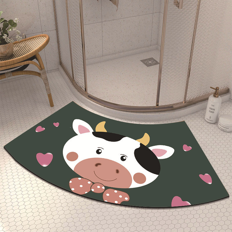 硅藻泥弧形地墊 可愛卡通動物浴室吸水速幹地毯 廚房衛生間防滑墊 9Q5A