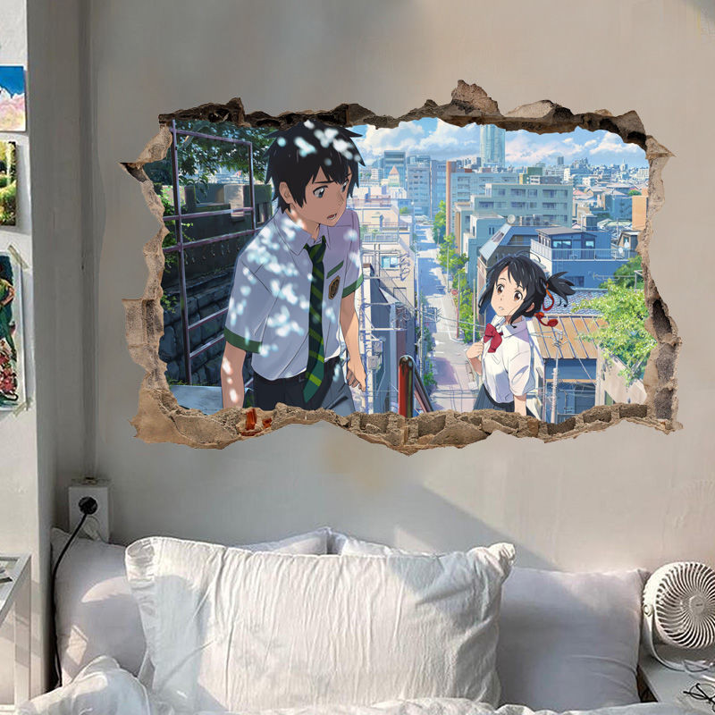 👍Belle's mall👍日系動漫你的名字海報墻貼創意宿舍房間3D立體自粘可移除裝飾貼畫