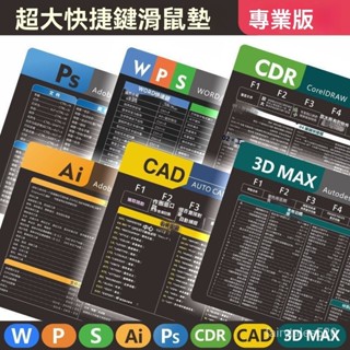 🔥臺灣熱賣 優選好物🔥CAD快捷鍵PS/PR/WPS/EXCEL/常用快捷鍵加大厚墊子包邊桌麵辦公墊 NE3X