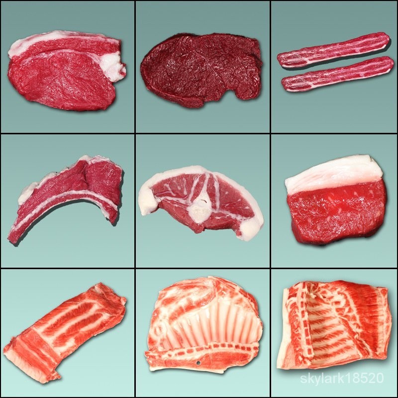 可愛韓版廠傢包郵特惠仿真牛肉片食品模型鮮肉裝飾豬肉瘦肉五花肉模型道具 NU8F