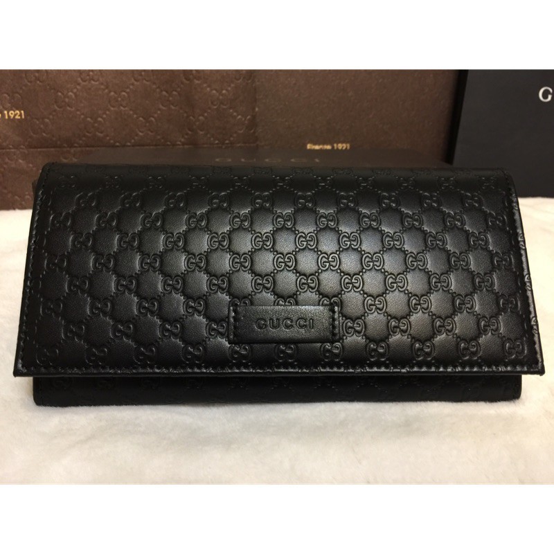 二手正品 GUCCI黑壓紋GG logo長夾歐洲正品