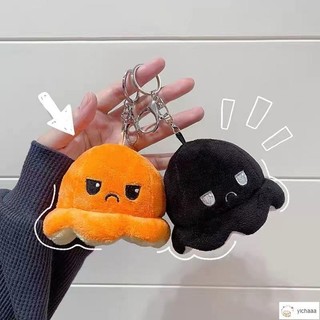 十一💕ins掛件 可愛翻轉表情小章魚毛絨公仔鑰匙扣掛飾創意玩偶包包掛件ins風