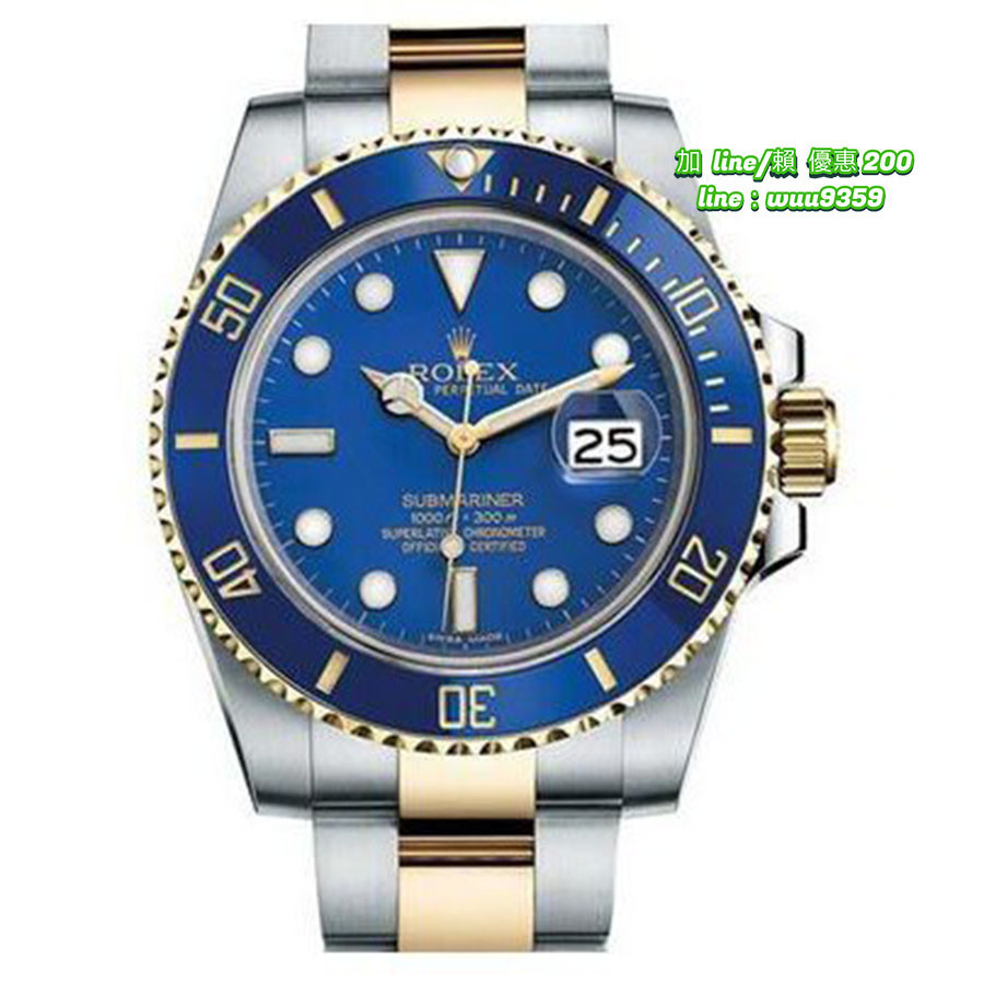 Rolex 手錶勞力士時尚藍水鬼防水計時手錶116613LB Rolex 機械錶
