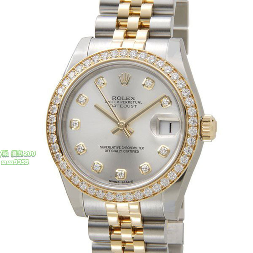 Rolex 勞力士 DATEJUST 178383 鑽框 鑽石時標 半金 銀灰面 31mm 女錶