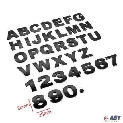適用於汽車3D字母車貼 英文字母数字車標 DIY字母數位 金屬車身貼字標 尾標 黑色Alphabet