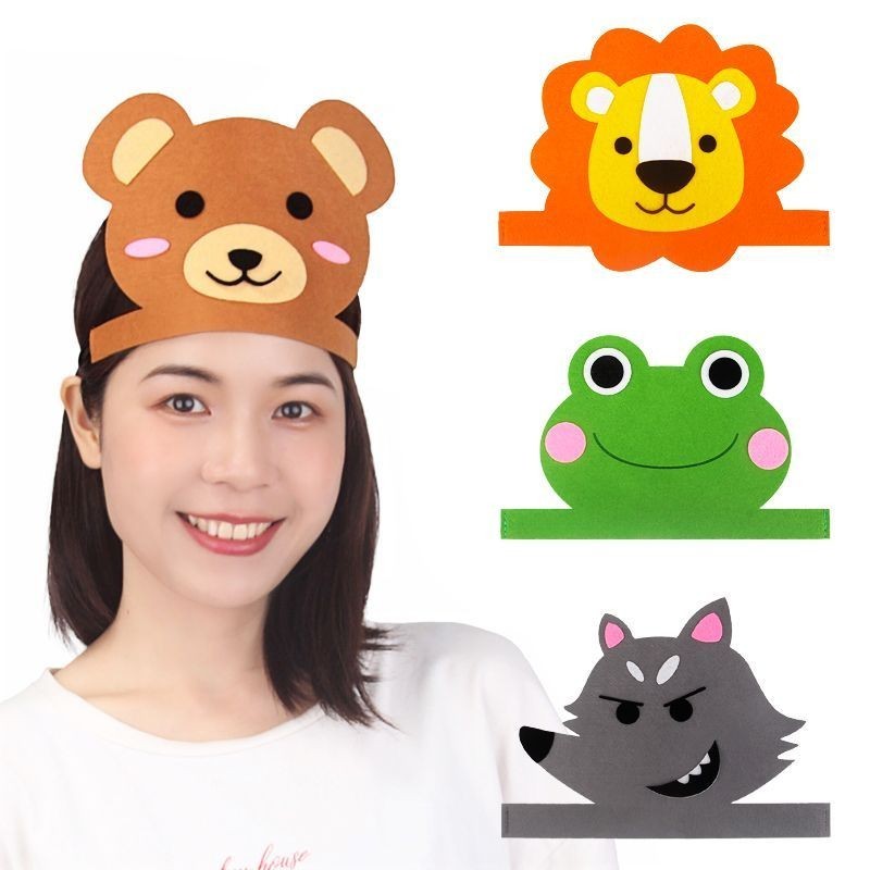 台灣發售❥❥六一兒童節幼兒園動物頭飾表演道具小猴小雞兔子卡通頭套帽子裝扮