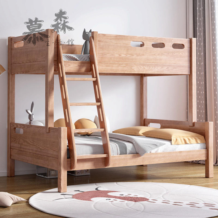 含運 精選-顏值質量-上下鋪雙層床櫸木經濟型子母床兒童床實木高低床交錯式兩層上下床P4