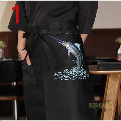 【全場客製化】壽司服廚師廚房工作服半身圍腰刺繡圍裙韓國日本料理店工作腰圍裙