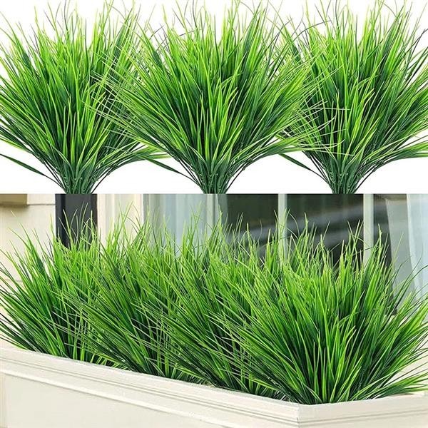 仿真草 7叉塑膠花春草 植物牆 綠植飾品隔斷插花園藝裝飾