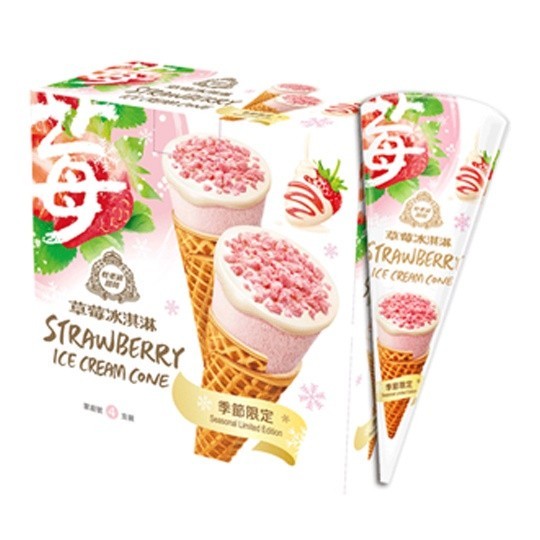 Duroyal 杜老爺甜筒-草莓冰淇淋(82公克X4/盒)【滿999免運 限台北、新北、桃園】(團購/活動)