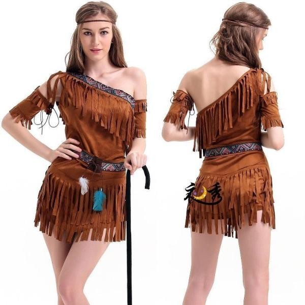 萬聖節cosplay服裝印第安人土著服裝制服原住民套裝野人森林獵人演出服m 樂享家居