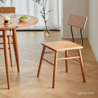 Sunny Corner🌹北歐實木巧剋力餐椅傢用小戶型日式櫻桃木書桌椅子新款簡約餐凳