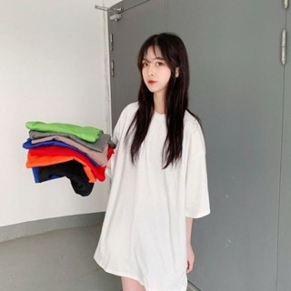 夏季韓版女裝寬鬆 短袖 學生素色圓領中長款 短袖T恤 上衣 打底衫 T恤