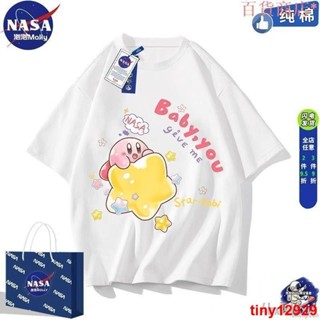 台湾爆款【星之卡比衣服】NASA卡通星之卡比短袖女童洋氣夏季純棉T恤可愛中大童上衣親子裝