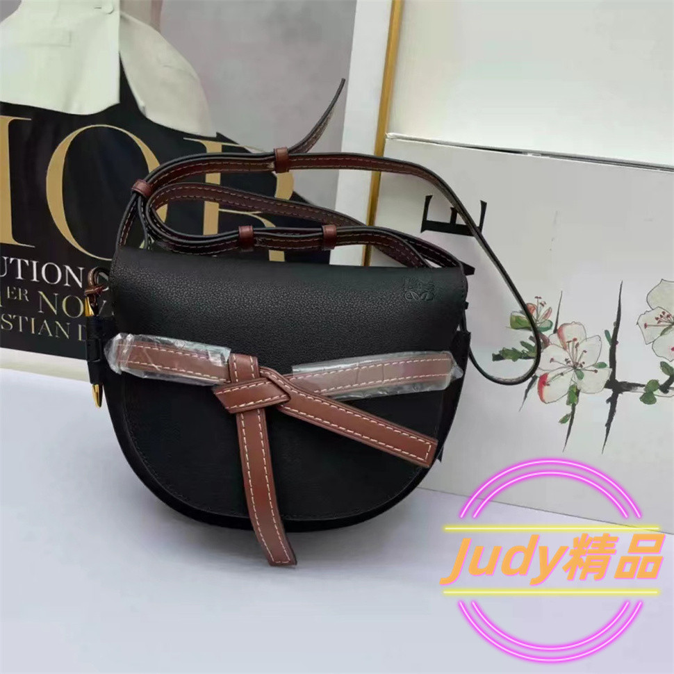 二手精品 Loewe 羅意威 Gate Small Bag 小號/黑色馬鞍包 蝴蝶結 斜背包