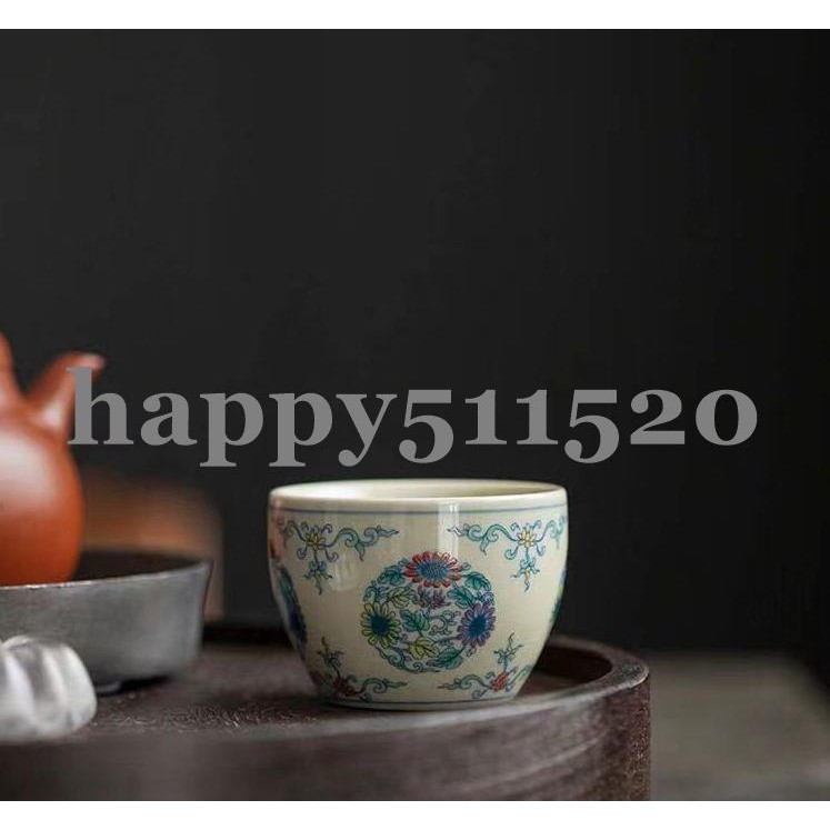 【happy優選】可愛仿古青花釉裏紅茶杯青花茶杯品茗杯陶瓷茶杯個人專用茶杯茶盞