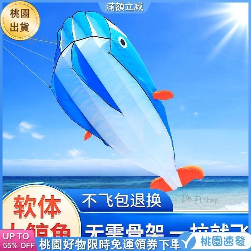 免運速發🔥濰坊風箏 高檔軟體鯨魚風箏 大型好飛易飛成人風箏 無骨