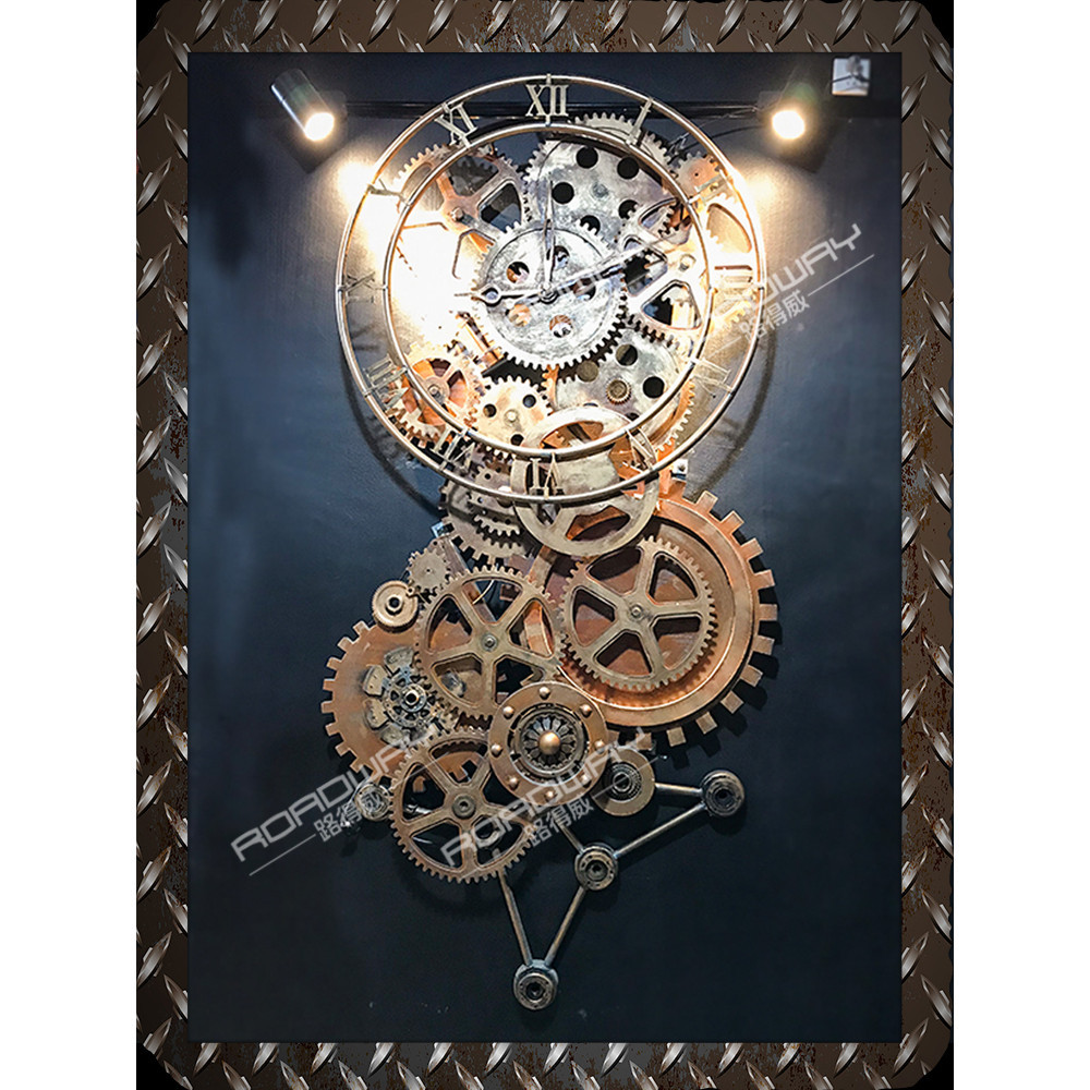 免運（可開發票）齒輪裝飾品創意復古工業風墻面鐵藝壁掛酒吧朋克背景墻裝飾品掛件